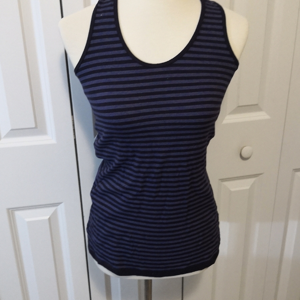 Striped Navy and Black Women's Tank Top